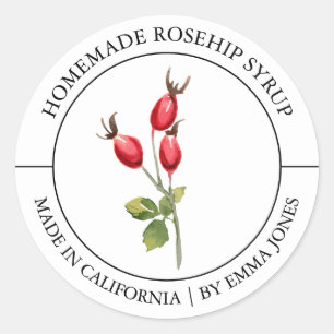 Adesivo Redondo Rótulo Moderno da Rosehip