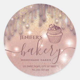 Adesivo Redondo Rótulo moderno de papel de cupcake