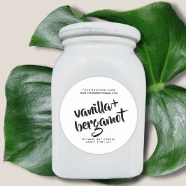 Adesivo Redondo Rótulo moderno de produto à vela branca