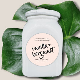 Adesivo Redondo Rótulo moderno de produto para velas cor-de-rosa