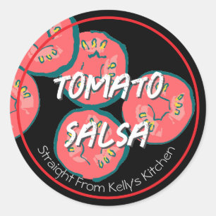 Adesivo Redondo Rótulo Moderno de Salsa de Tomate para Negócios de