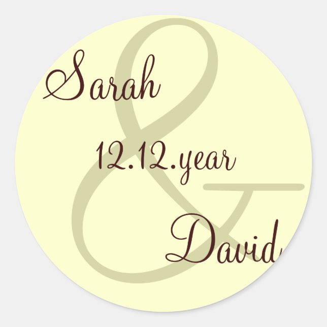 Adesivo Redondo rótulo Monograma personalizado creme (Frente)