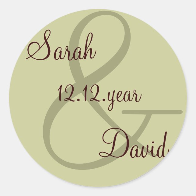 Adesivo Redondo rótulo Monograma Personalizado Verde (Frente)