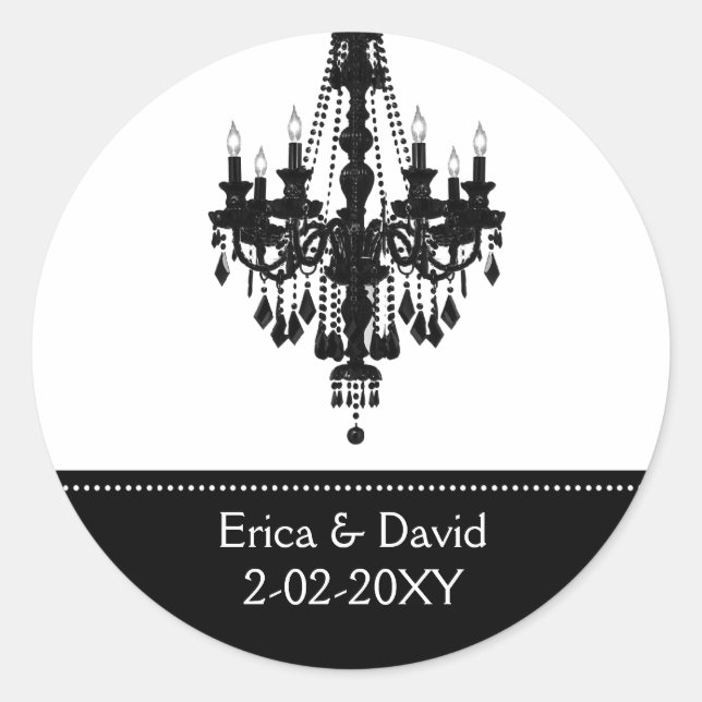 Adesivo Redondo rótulo Monograma preto e branco (Frente)