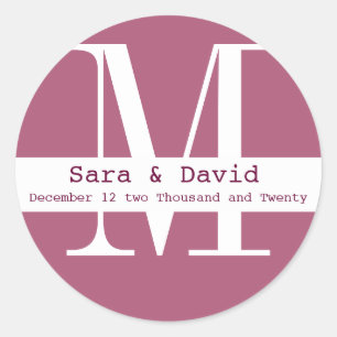 Adesivo Redondo Rótulo Monograma Rosa