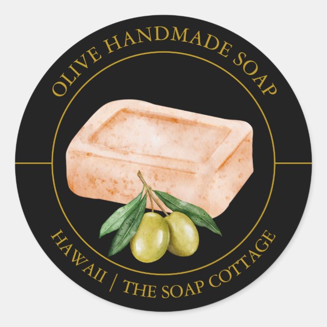 Adesivo Redondo Rótulo Olive Soap (Frente)