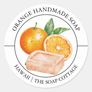 Adesivo Redondo Rótulo Orange Soap