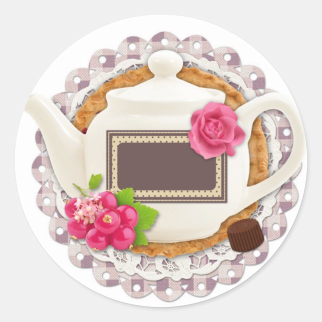 Adesivo Redondo Rótulo para o Tea Party (Frente)