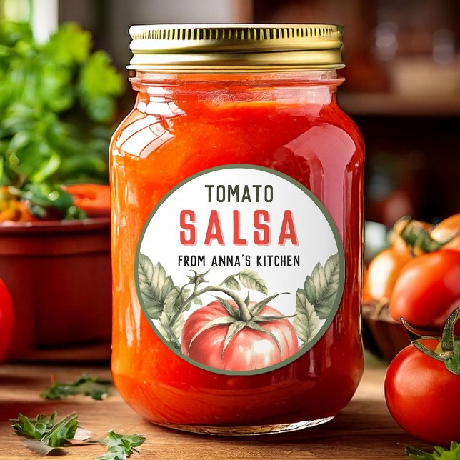 Adesivo Redondo Rótulo personalizado de Salsa de Tomate Estilo Vin (Criador carregado)