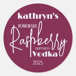 Adesivo Redondo Rótulo Personalizado De Vodka De Framboesa Homemad