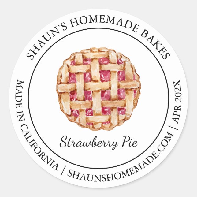 Adesivo Redondo Rótulo Pie Baking Modern (Frente)