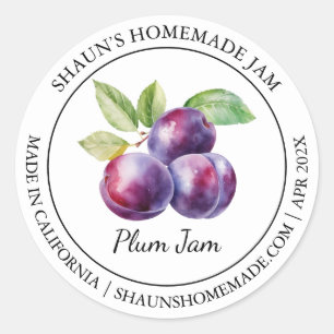 Adesivo Redondo Rótulo Plum Jam Moderno