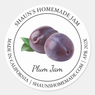 Adesivo Redondo Rótulo Plum Jam Moderno