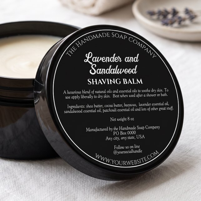 Adesivo Redondo Rótulo Preto de Pote de Cosméticos com Ingrediente (Criador carregado)