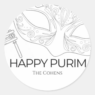 Adesivo Redondo Rótulo Purim Esboço