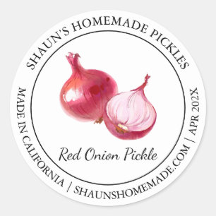 Adesivo Redondo Rótulo Red Onion Pickle Modern