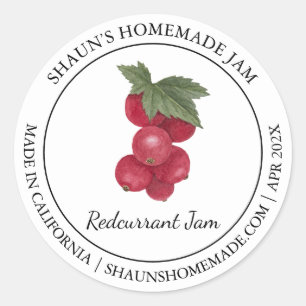 Adesivo Redondo Rótulo Redcurrant Jam Modern