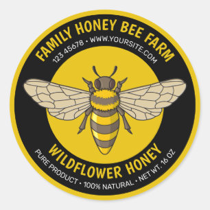 Adesivo Redondo Rótulo Redondo das Abelhas de Honeybee