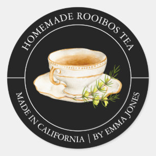 Adesivo Redondo Rótulo Rooibos Tea Modern