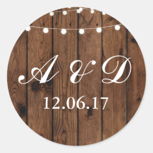 Adesivo Redondo Rótulo Rótulo das Luzes de Madeira Russo Elegante