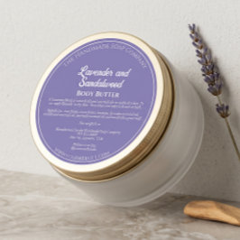 Adesivo Redondo Rótulo Roxo de Jarra de Cosméticos c/ Ingredientes