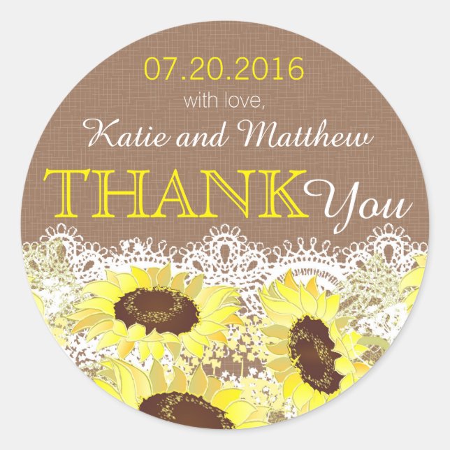 Adesivo Redondo Rótulo Russo De Girassol Obrigado (Frente)