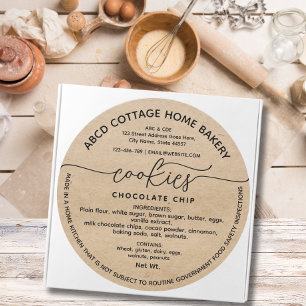 Adesivo Redondo Rótulo Rustic Cookies Label Cottage