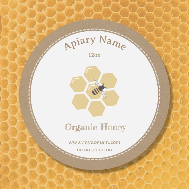 Adesivo Redondo Rótulo Rustic Honey Jar Label Sticker for Bekeeper (Rustic Honey Jar Label)