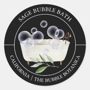 Adesivo Redondo Rótulo Sage Bubble Bath