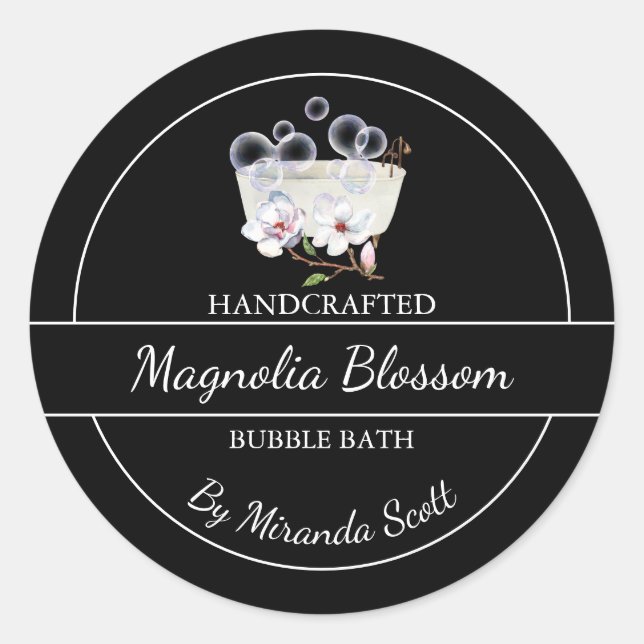 Adesivo Redondo Rótulo Simples de Banheira de Bolha Magnolia Homem (Frente)