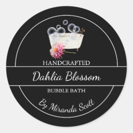 Adesivo Redondo Rótulo Simples de Bath Dahlia Bubble