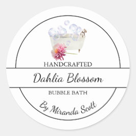 Adesivo Redondo Rótulo Simples de Bath Dahlia Bubble