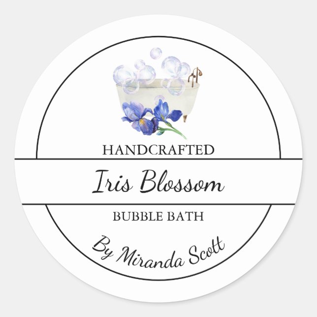 Adesivo Redondo Rótulo Simples de Bath Iris Bubble Homemade (Frente)