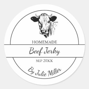 Adesivo Redondo Rótulo Simples de Carne de Bovino Homemada