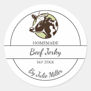 Adesivo Redondo Rótulo Simples de Carne de Bovino Homemada