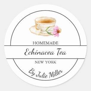 Adesivo Redondo Rótulo Simples de Chá Echinacea Homemade