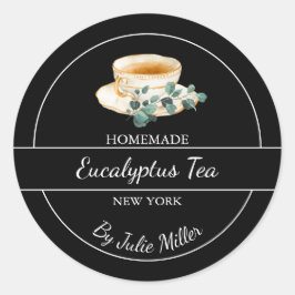 Adesivo Redondo Rótulo Simples de Chá Eucalyptus Homemade
