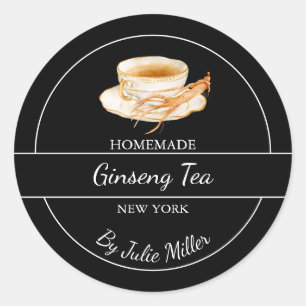 Adesivo Redondo Rótulo Simples de Chá Ginseng Homemade
