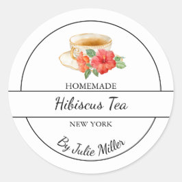 Adesivo Redondo Rótulo Simples de Chá Hibiscus Homemade