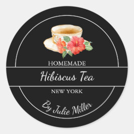 Adesivo Redondo Rótulo Simples de Chá Hibiscus Homemade