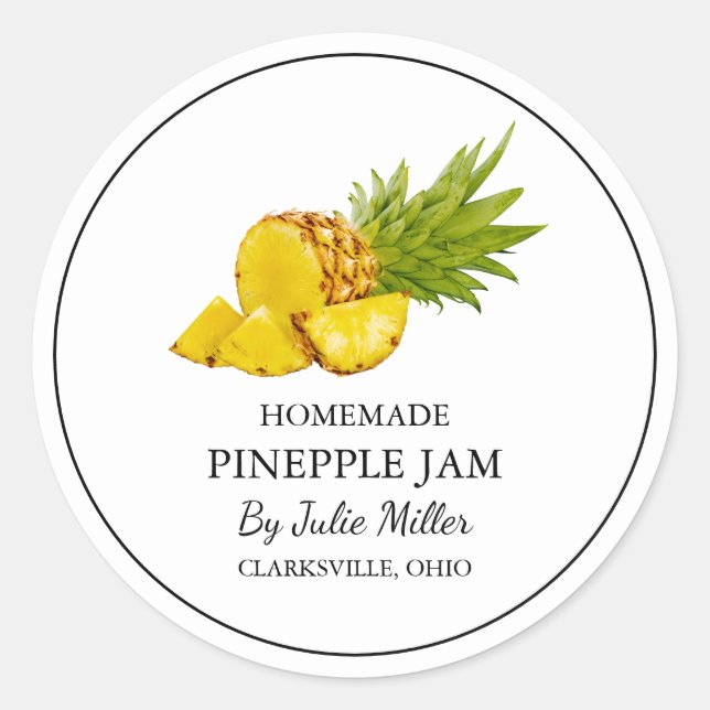 Adesivo Redondo Rótulo Simples de Emperramento de Abacaxi Homemade (Frente)