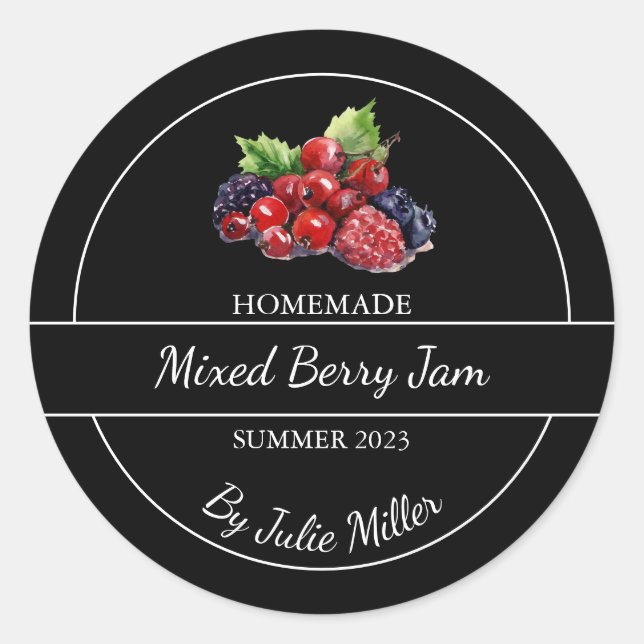 Adesivo Redondo Rótulo Simples de Emperramento de Berry Misto (Frente)