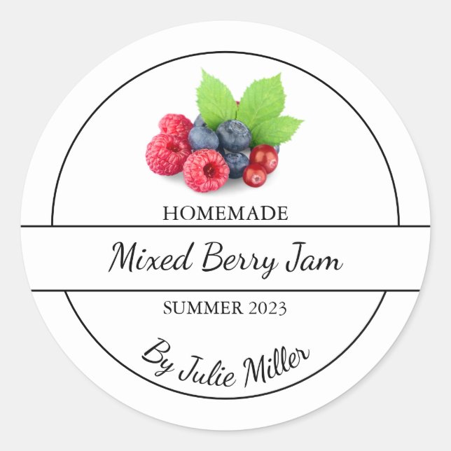 Adesivo Redondo Rótulo Simples de Emperramento de Berry Misto (Frente)