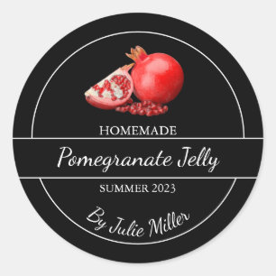Adesivo Redondo Rótulo Simples de Geleia de Pomegranato