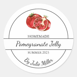 Adesivo Redondo Rótulo Simples de Geleia de Pomegranato