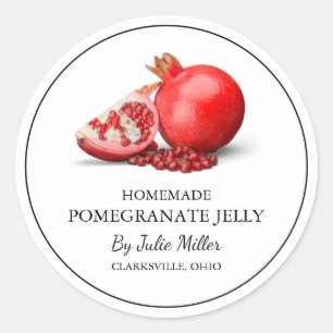 Adesivo Redondo Rótulo Simples de Geleia de Pomegranato