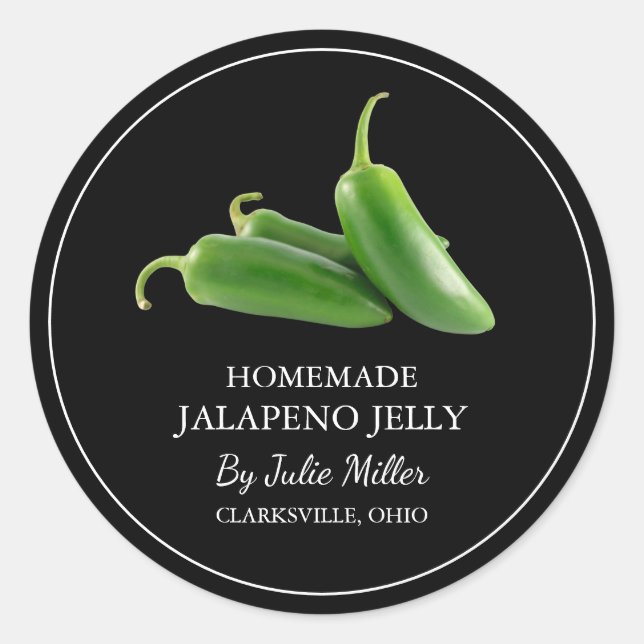 Adesivo Redondo Rótulo Simples de Jalapeno Jelly (Frente)