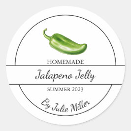 Adesivo Redondo Rótulo Simples de Jalapeno Jelly
