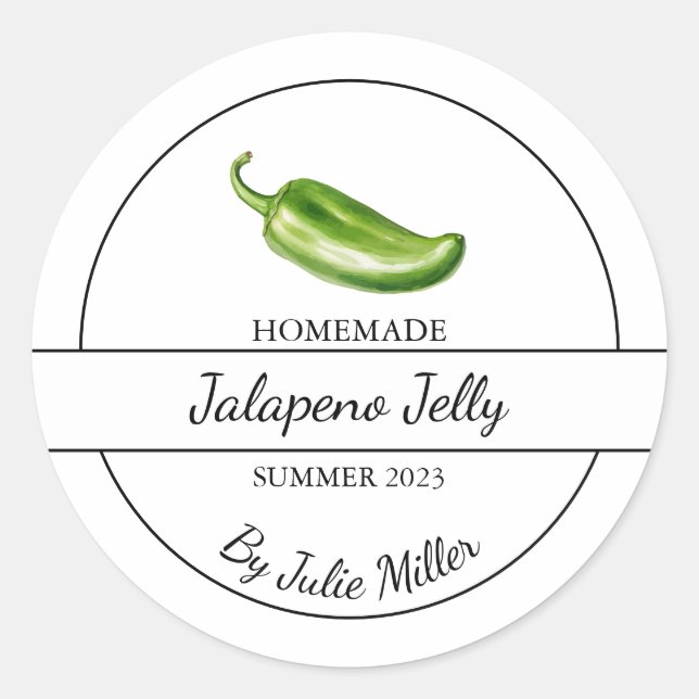 Adesivo Redondo Rótulo Simples de Jalapeno Jelly (Frente)