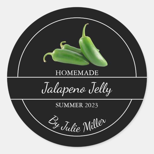 Adesivo Redondo Rótulo Simples de Jalapeno Jelly (Frente)